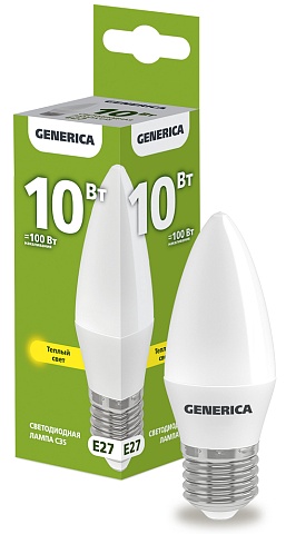 IEK GENERICA Лампа LED C35 свеча 10Вт 230В 3000К E27