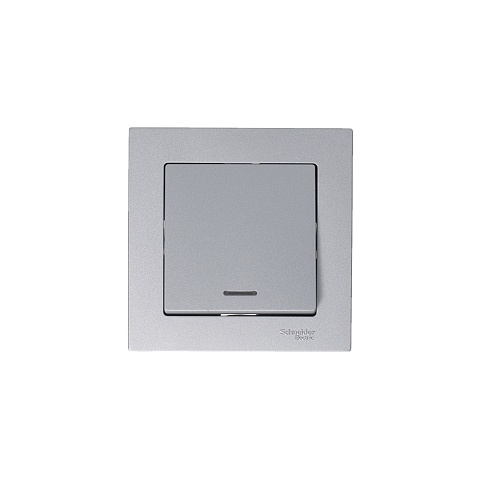 Systeme Electric AtlasDesign Алюминий Выключатель 1-клавишный с подсветкой, сх.1а, 10АХ, механизм