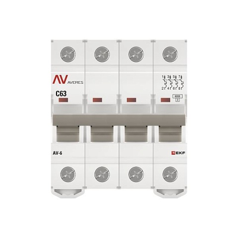 EKF Averes AV-6  Автоматический выключатель  (С) 4P 63А 6kA