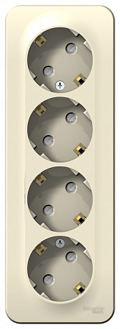 Systeme Electric Blanca наруж Молочная Розетка 4-ая с/з со шторками 16А, 250В, изолир. пластина