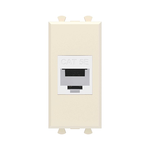 DKC Компьютерная розетка RJ-45 без шторки модульная, кат.5е, "Avanti", "Ванильная дымка", 1 модуль