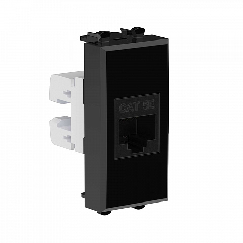 DKC Компьютерная розетка RJ-45 без шторки модульная, кат.5е, "Avanti", "Черный квадрат", 1 модуль