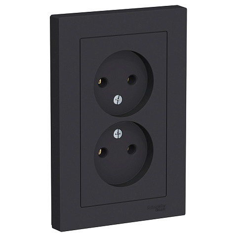 Systeme Electric AtlasDesign Карбон Розетка б/з двойная, 16А, в сборе