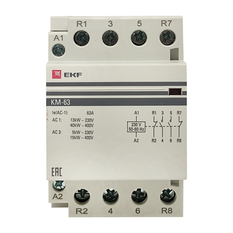 EKF PROxima Контактор модульный КМ 63А 2NО+2NC (3 мод.)