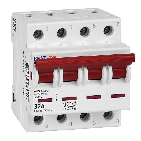 КЭАЗ OptiDin ВМ63PL Выключатель нагрузки 4P 32А 400В (BM63PL-432-УХЛ3)