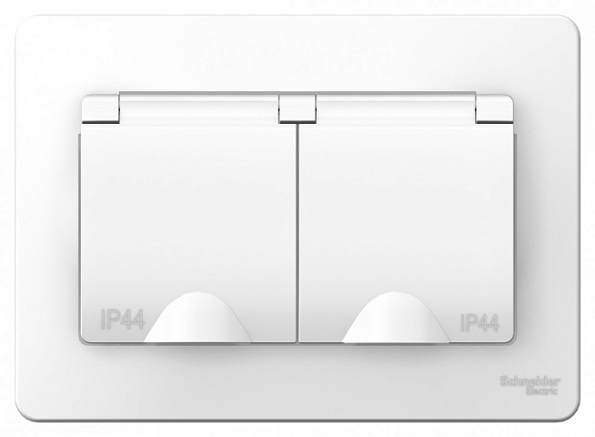 Systeme Electric Blanca внутр Бел Розетка 2-ая с/з со шторками IP44, 16А, 250В