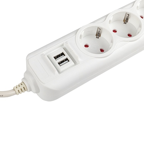 EKF PROxima Удлинитель "Эксперт" 4 гнезда 3 метра 16А/3,5кВт с 2 USB 2,1А ПВС 3х1
