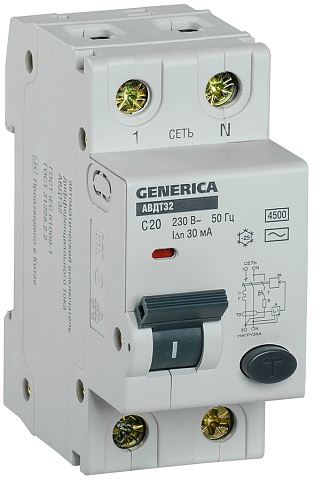 IEK GENERICA АВДТ 32 C20 - Автоматический Выключатель Дифф. Тока