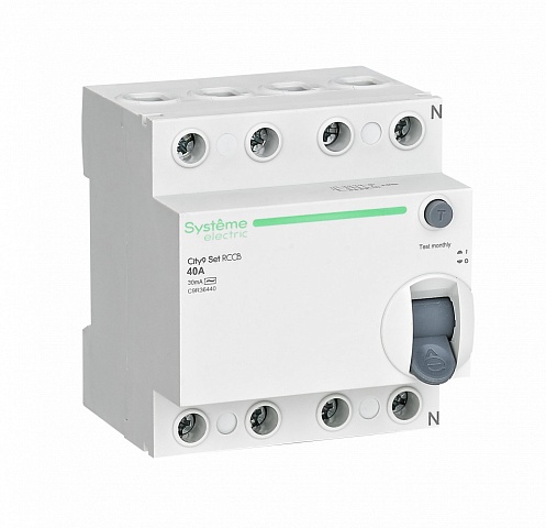 Systeme Electric City9 Set Выключатель дифференциального тока (ВДТ) 40А 4P 30мА Тип-AC 400В