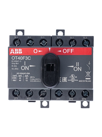 ABB OT40F3С Выключатель-разъединитель реверсивный 3Р 40А с ручкой управления