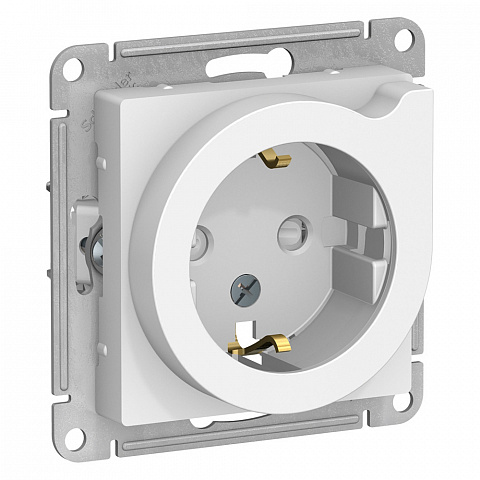 Systeme Electric AtlasDesign Бел Розетка с/з со шторками с выталк., 16А, механизм