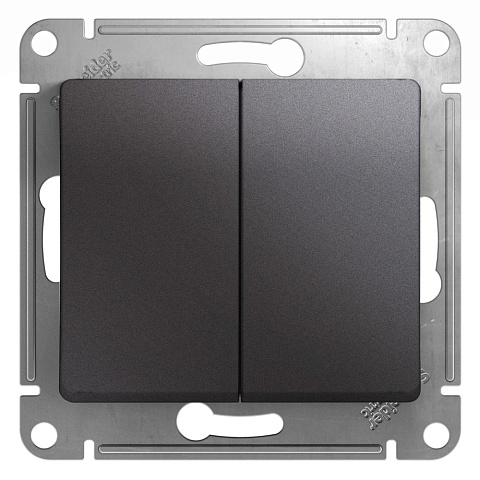 Systeme Electric Glossa Графит Выключатель 2-клавишный, сх.5, 10AX