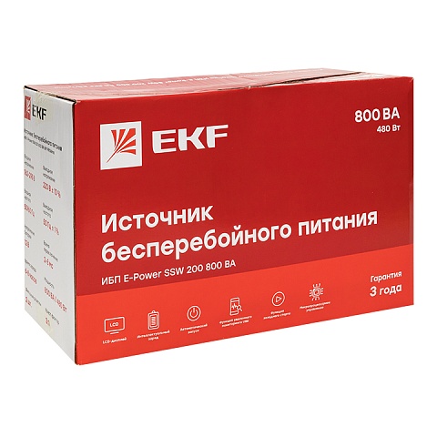 EKF PROxima Источник Бесперебойного Питания Линейно-интерактивный E-Power SSW 200 800 ВА