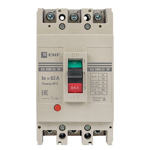 EKF PROxima Автоматический выключатель ВА-99М 63/63А 3P 25кА