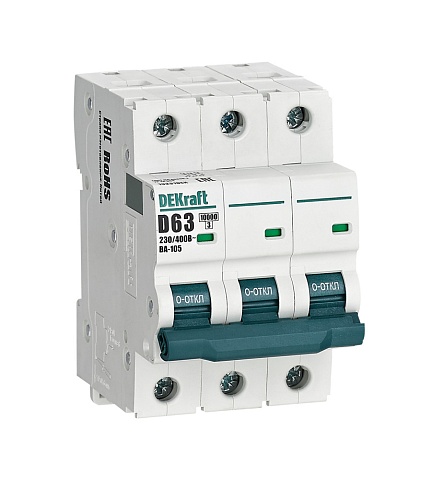 Dekraft Автоматический выключатель ВА105-3P-063A-D
