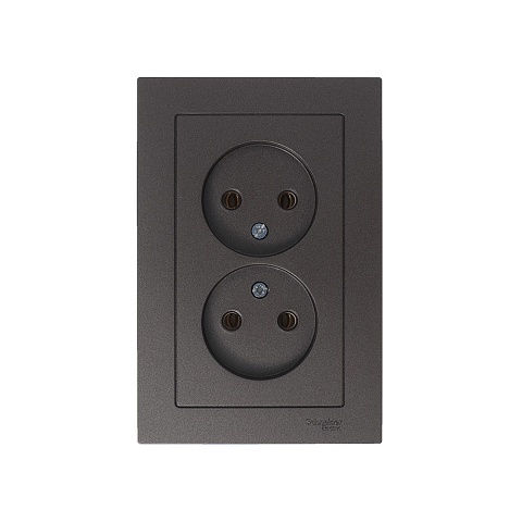 Systeme Electric AtlasDesign Мокко Розетка б/з двойная, 16А, в сборе