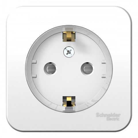 Systeme Electric Blanca наруж Бел Розетка с/з со шторками, (тонкая) 16А, 250В изолир. пластина
