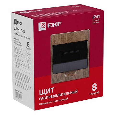 EKF PROxima Щит распределительный навесной ЩРН-П- 8 темное дерево IP41