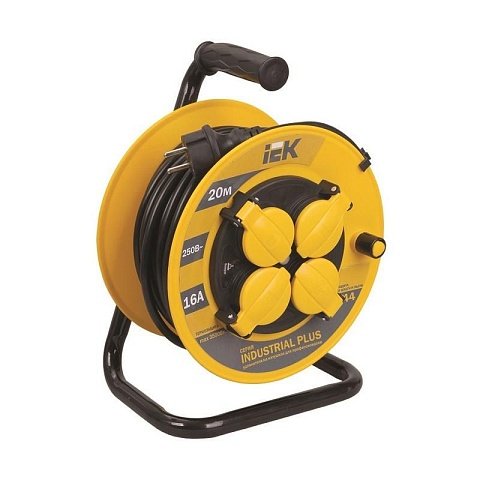 IEK INDUSTRIAL PLUS Катушка УК20 с т/з 4 места 2Р+PЕ/20метров 3х1,5мм2 IP44 Industrial plus
