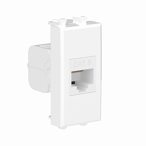DKC Компьютерная розетка RJ-45 без шторки модульная, кат.6, "Avanti", "Белое облако", 1 модуль