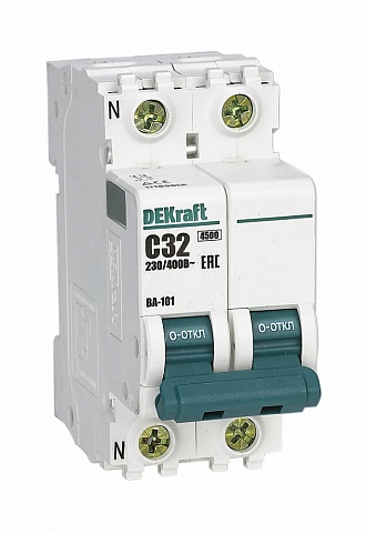 Dekraft Автоматический выключатель 1P+N 32А х-ка C ВА-101 4,5кА