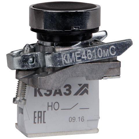 КЭАЗ Кнопка КМЕ4101мС-черный-0но+1нз-цилиндр-IP40