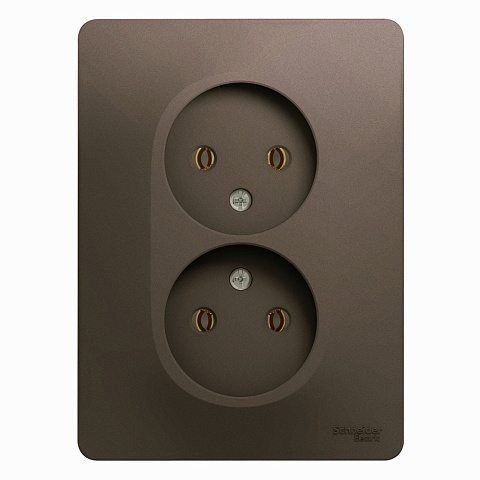 Systeme Electric Glossa Шоколад Розетка 2-ая б/з, 16А (в сборе)