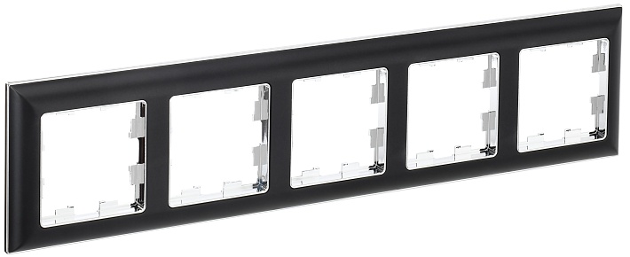 IEK BRITE DECOR Черный/хром 3D-форма Рамка 5-м РУ-5-Бр