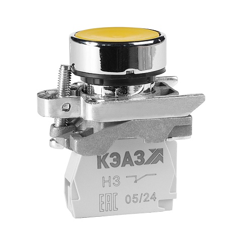 КЭАЗ Кнопка КМЕ4110мС-желтый-1но+0нз-цилиндр-IP40