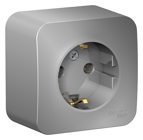 Systeme Electric Blanca наруж Алюминий Розетка с/з без шторок, 16А, 250В