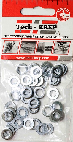 Tech-Krep Шайба DIN125а плоская оцинк. М6 (40 шт) - пакет 103044