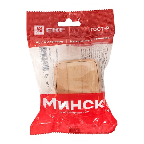 EKF Basic Минск Светлое дерево Выключатель 1-кл, 10А, ОП