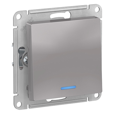 Systeme Electric AtlasDesign Алюминий Выключатель 1-клавишный с подсветкой, сх.1а, 10АХ, механизм