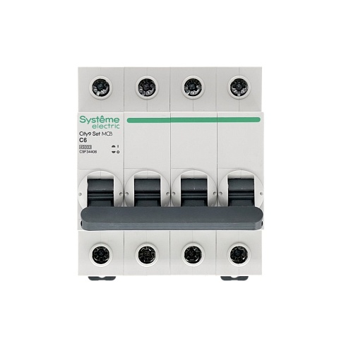 Systeme Electric City9 Set Автоматический выключатель (АВ) С 6А 4P 4.5kA 400В