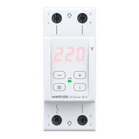 Welrok D2-40 red Реле напряжения 40 А (max 50 A) 8 800 ВА, 3х клеммные