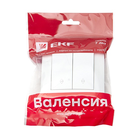 EKF PROxima Валенсия выключатель 2-кл. 10А белый проходной