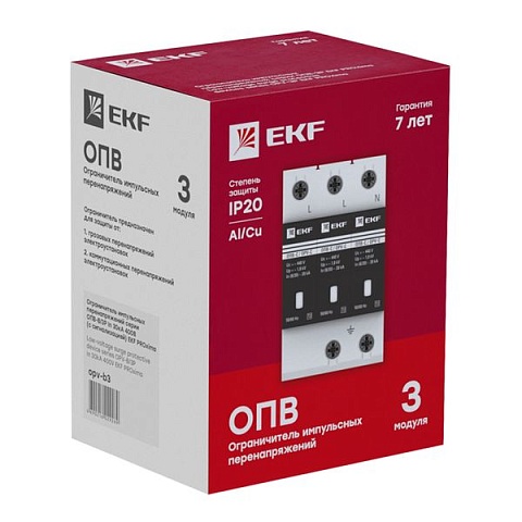 EKF PROxima Ограничитель импульсных напряжений ОПВ-B/3P In 30кА 400В с сигн.