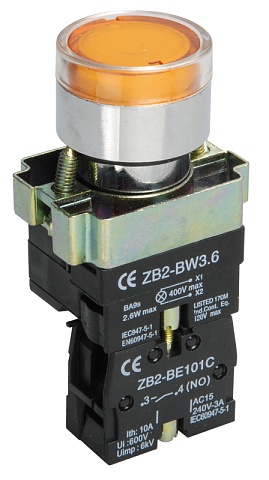 IEK LAY5 Кнопка управления LAY5-BW3561 с подсветкой желтый 1з
