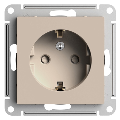 Systeme Electric AtlasDesign Песочный Розетка с/з со шторками, 16А, механизм