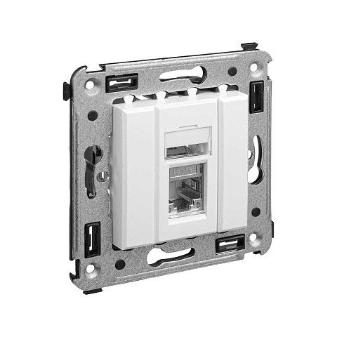 DKC Компьютерная розетка RJ-45 в стену, кат.5e одинарнаяэкранированная,"Avanti", "Белое облако"