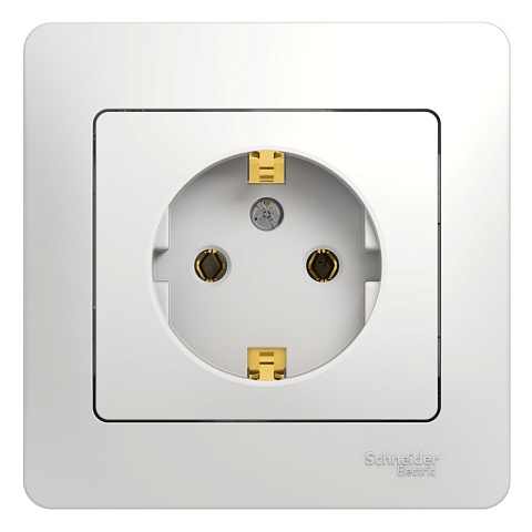 Systeme Electric Glossa Бел Розетка с/з (в сборе с рамкой)