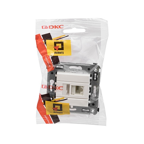 DKC Компьютерная розетка RJ-45 в стену, кат.6А одинарная, "Avanti", "Белое облако"