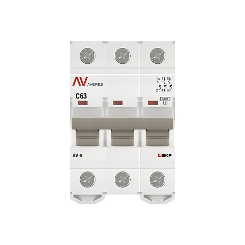 EKF Averes AV-6  Автоматический выключатель  (С) 3P 63А 6kA