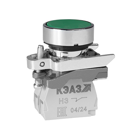 КЭАЗ Кнопка КМЕ4101мС-зеленый-0но+1нз-цилиндр-IP40