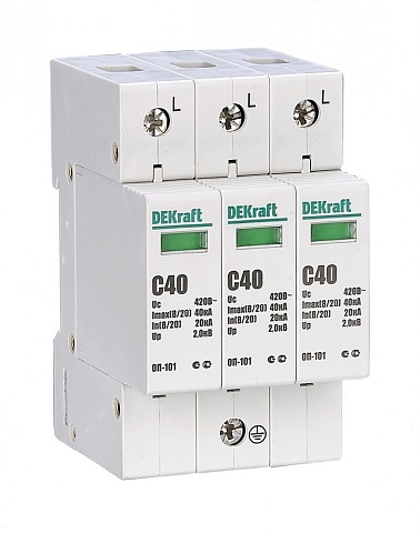 Dekraft Ограничитель перенапряжений 3P 40кА класс C 440В