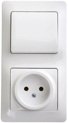 Systeme Electric Glossa Бел Блок: розетка и 1-кл. выключатель
