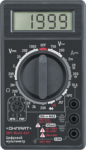 ОНЛАЙТ Мультиметр 82 972 OMT-Mm02-832 (832)