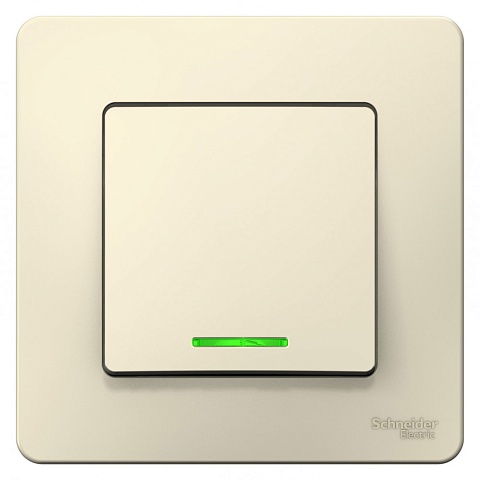 Systeme Electric Blanca внутр Молочный Выключатель 1-клавишный с подсветкой, 10А, 250B