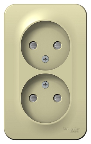Systeme Electric Blanca наруж Беж Розетка 2-ая б/з со шторками, изолир. пластина 16А, 250В