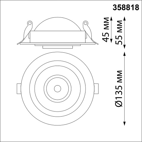 Novotech 358818 SPOT NT21 210 черный Светильник встраиваемый светодиодный IP20 LED 18W 1600Лм 4000K 220V GESSO